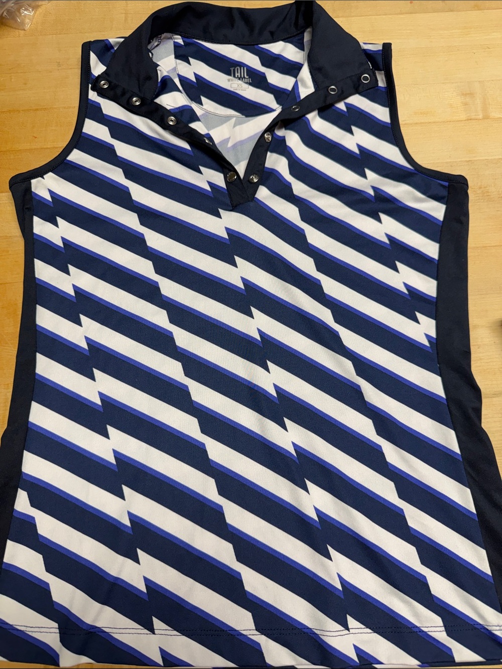 Tail Navy, White & Royal Blue Zigzag Sleeveless Golf Polo